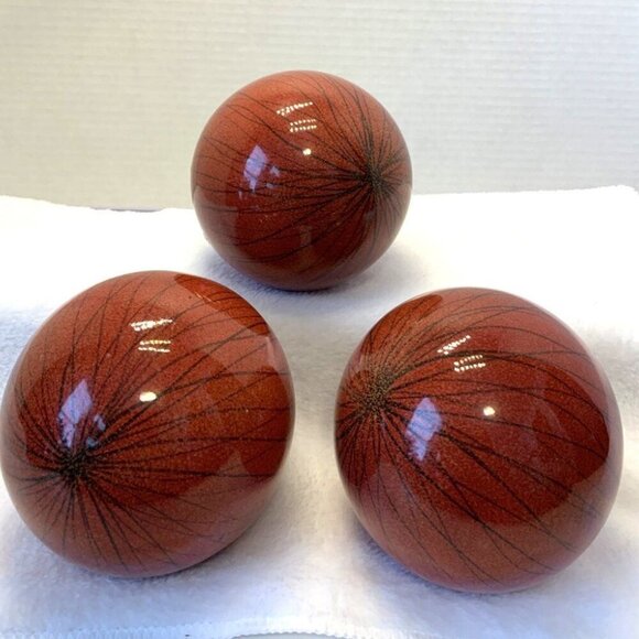 Oriental Accent Since 1880 Porcelain Decorative Ball Lot Of 3 - Picture 4 of 5